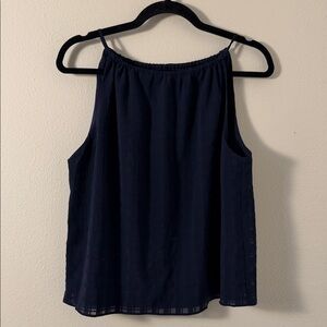 Banana Republic Factory Jacquard Gathered Halter Top in Navy Size M